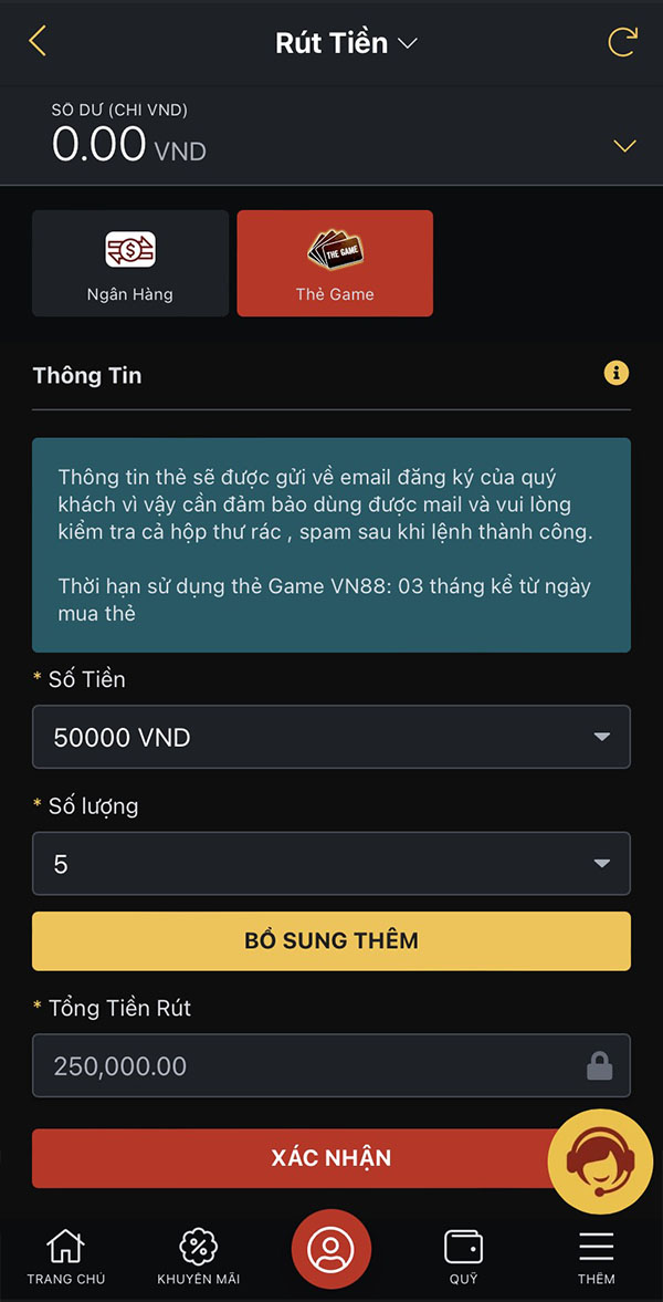 Rút tiền Vn88 2